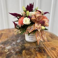 Fall Candle with Flowers